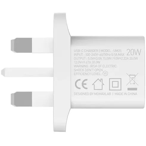 Momax One Plug Mini USB-C Fast Charger 20W - iCase Stores