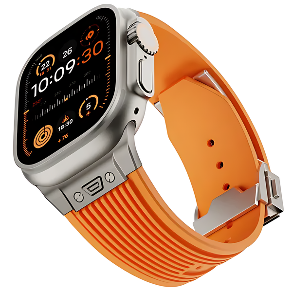 Vertical Texture Titanium Elastic Silicone Band for Apple Watch