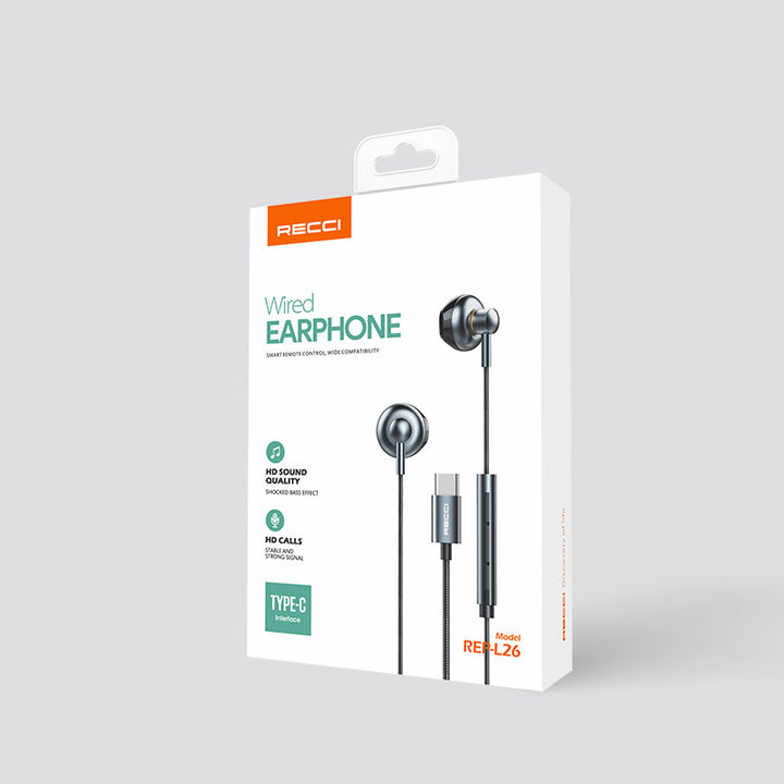 Recci Wired Earphones Type-C High Quality Metal Material - iCase Stores