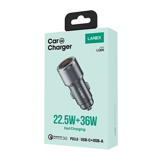 Lanex Car Charger With Dual Port 36 Watt - iCase Stores