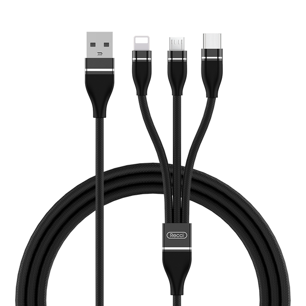 Recci 3 In 1 Fast Charging Cable 120cm - iCase Stores