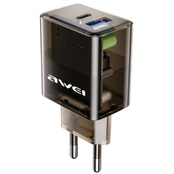 Awei Transparent Fast Charger With 2-Port 20W - iCase Stores