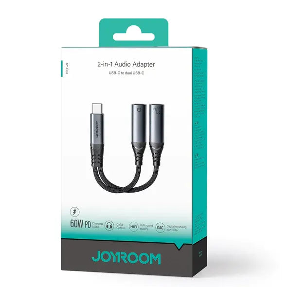 Joyroom 2-in-1 Audio Adapter Series (Type-C to Dual Type-C) 60W - iCase Stores