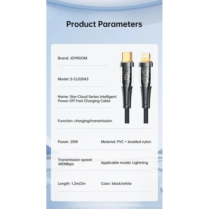 Joyroom Intelligent Power-Off Fast Charging Cable 20W - iCase Stores