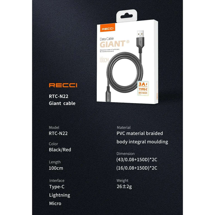 Recci  Giant Fast Charging High-Swing Design 1M - iCase Stores