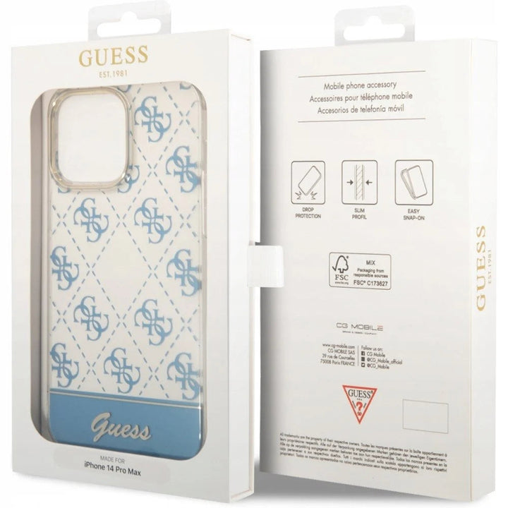 𝐆𝐔𝐄𝐒𝐒 Electroplated 4G Pattern Bottom Stripe Script Logo Case - iCase Stores