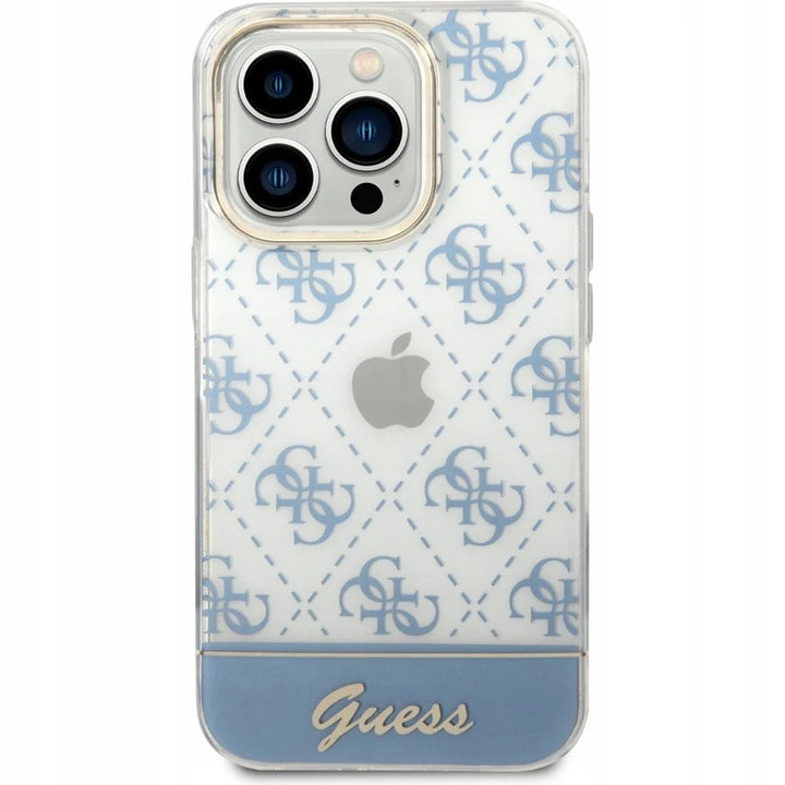 𝐆𝐔𝐄𝐒𝐒 Electroplated 4G Pattern Bottom Stripe Script Logo Case - iCase Stores