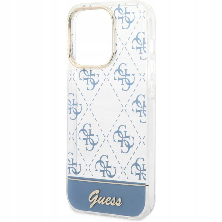 𝐆𝐔𝐄𝐒𝐒 Electroplated 4G Pattern Bottom Stripe Script Logo Case - iCase Stores