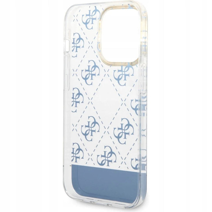 𝐆𝐔𝐄𝐒𝐒 Electroplated 4G Pattern Bottom Stripe Script Logo Case - iCase Stores