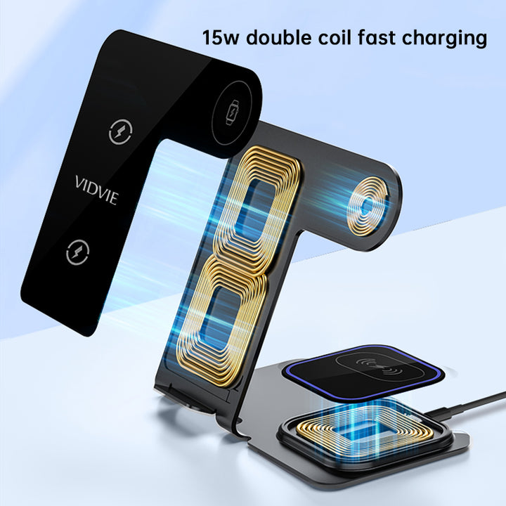 VIDVIE 3 in 1 Wireless Charging Station 15W - iCase Stores