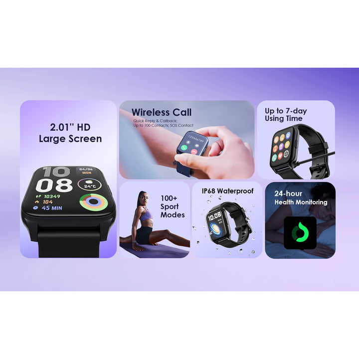 Oraimo Watch 4 Plus Smartwatch 2.01'' Large Screen Bluetooth - iCase Stores