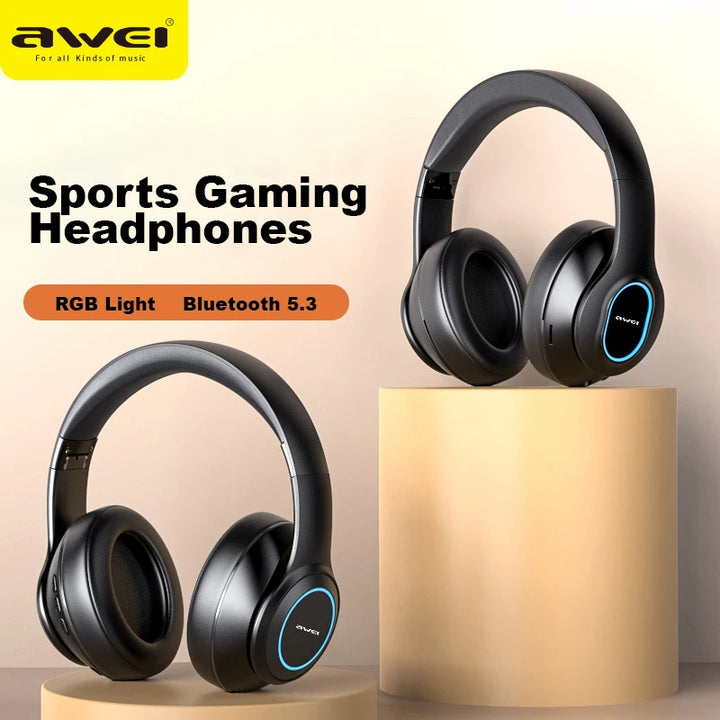 Awei RGB Gaming Headset with Mic OverEar Headphones Bluetooth - iCase Stores