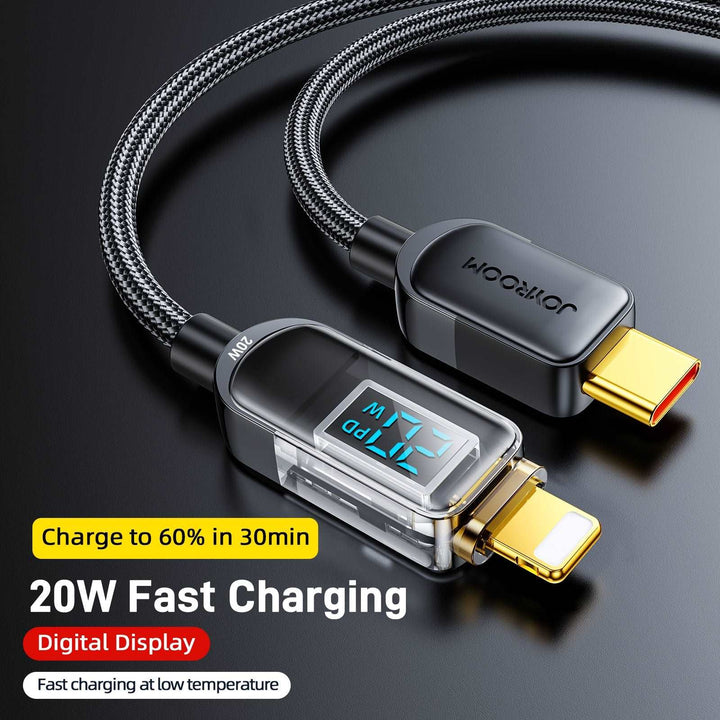 Joyroom 20W Digital Display Fast Charging Cable 1.2m Type-C to Lightning Cable - iCase Stores