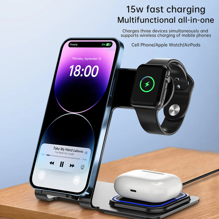 3-in-1 Wireless Charging Station 15W - iCase Stores