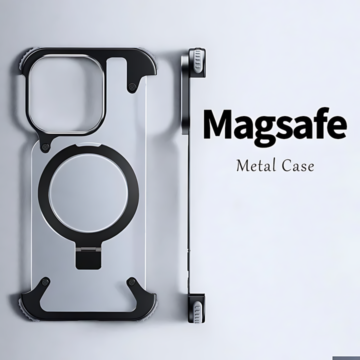 Frameless Metal Magnetic Case with Ring Stand Holder - iCase Stores