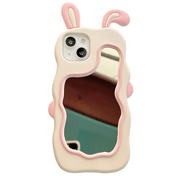 Rabbit Ear Decor Silicone Anti fall Phone Case With Mirror - iCase Stores
