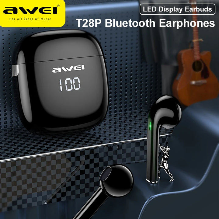 Awei Wireless Bluetooth Earphones & Charing Case with Led Display - iCase Stores