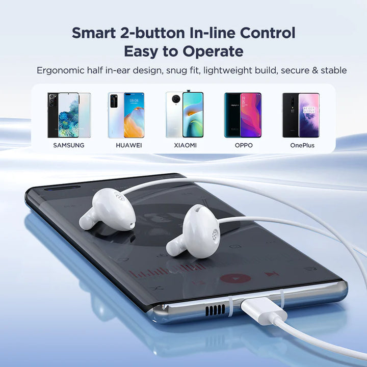 Joyroom Ergonomic Half In Ear Design Type-C Wired Earphones - iCase Stores