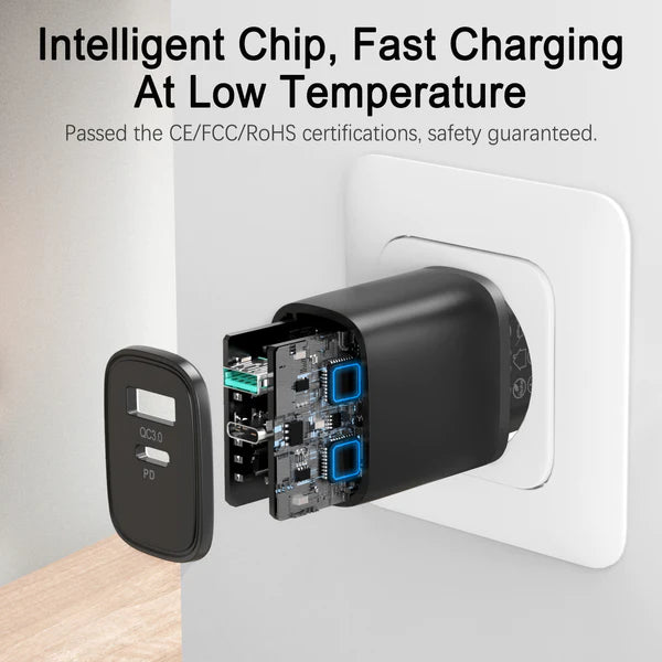 Joyroom Mini Intelligent with Dual Port Fast Charger 20W - iCase Stores