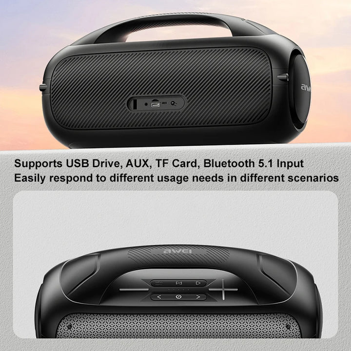 Awei Portable Bluetooth Speaker Home Outdoor TWS Super Subwoofer IPX5 Waterproof Heavy Bass Sound Box 12000mAh / 60W - iCase Stores