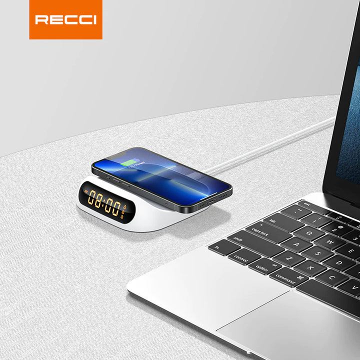 Recci Wireless Charger With Digital Alarm 15W - iCase Stores