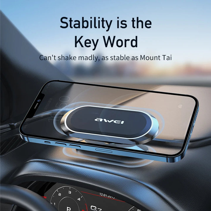 Awei Universal Magnetic Car Mount Holders Metal Mini Stand Car Phone Holder Rotate 360 Degrees Strong Magnet - iCase Stores