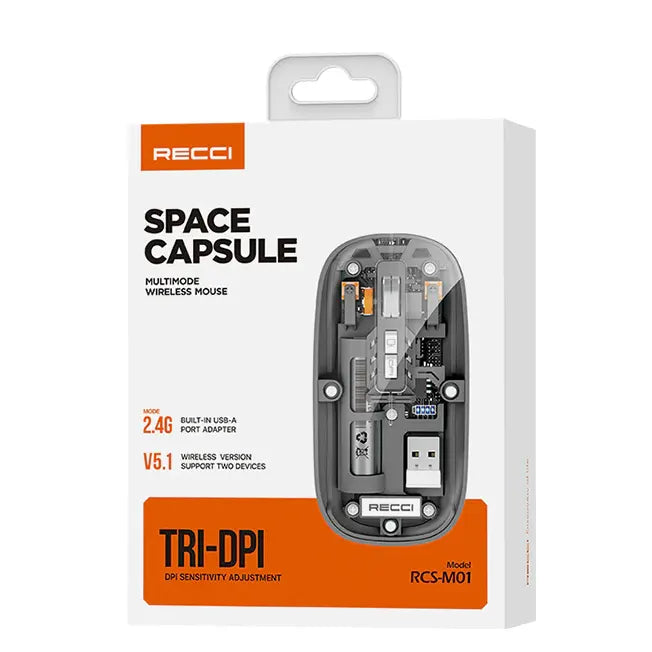 Recci Space Capsule Series Multimode Wireless Transparent Design Mouse - iCase Stores