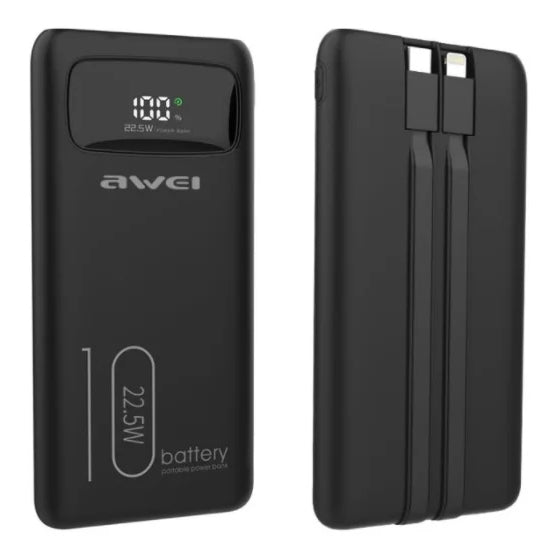 Awei Power Bank With Type-C & Lightning Cable Fast Charge 10000mAh / 22.5W - iCase Stores