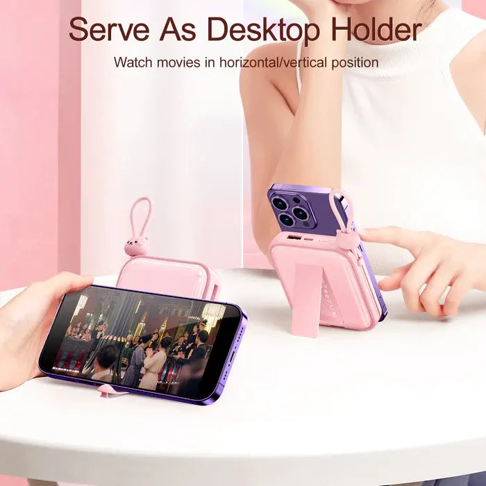 Joyroom Cutie Series Power Bank With Kickstand Built-In Lightning & Type-C Dual Cable 22.5W /  10000mAh - iCase Stores