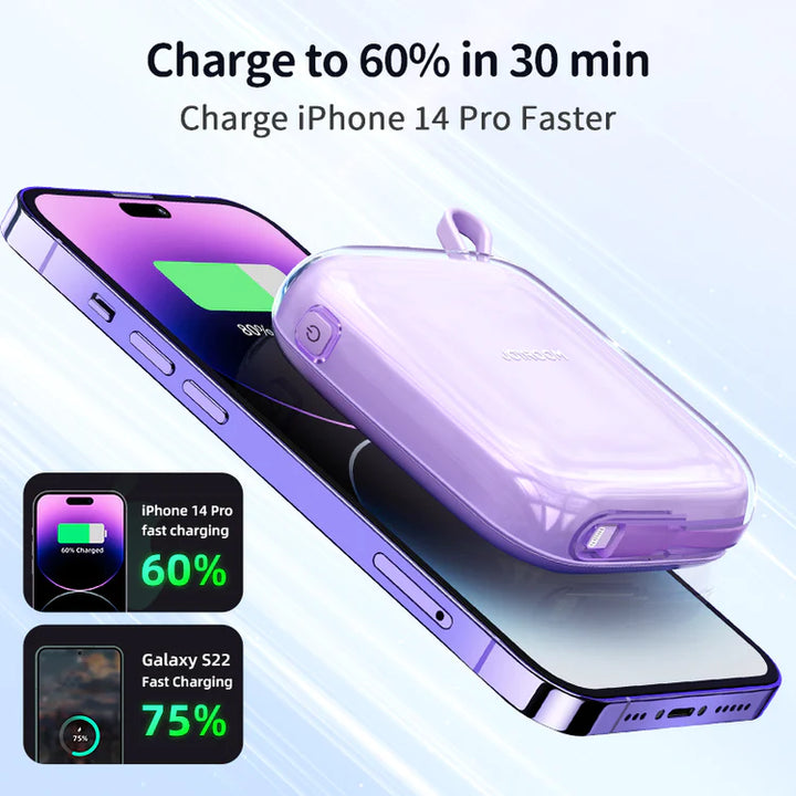 Joyroom Jelly Series Mini Transparent Power Bank With Bulit-in Type-C Cable 10000mAh / 12W - iCase Stores