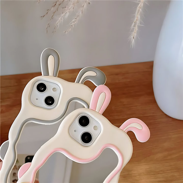 Rabbit Ear Decor Silicone Anti fall Phone Case With Mirror - iCase Stores