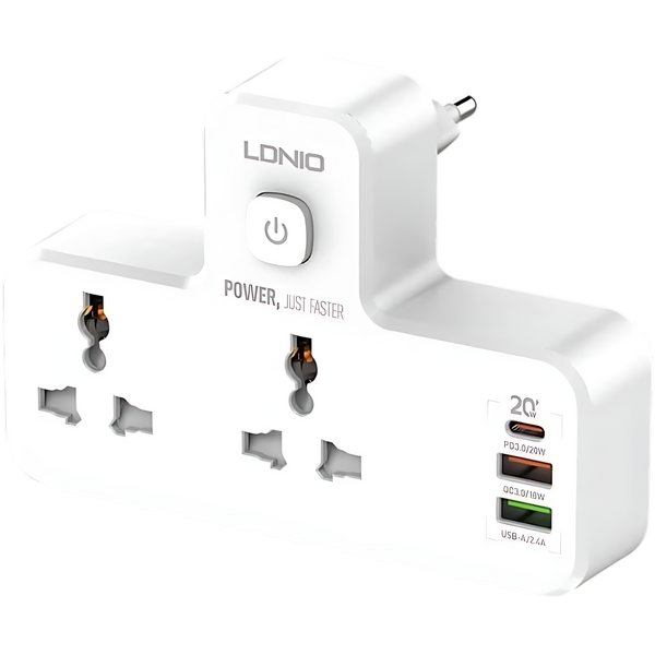 LDNIO 2 AC Power Socket & 3 USB Port with Night Lamp