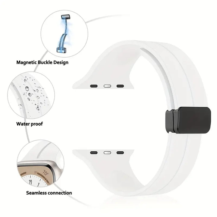 Solid Color Magnetic Buckle Silicone Watch Band For Apple Watch - iCase Stores