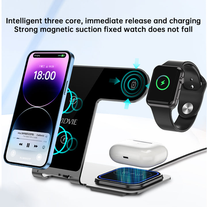 VIDVIE 3 in 1 Wireless Charging Station 15W - iCase Stores