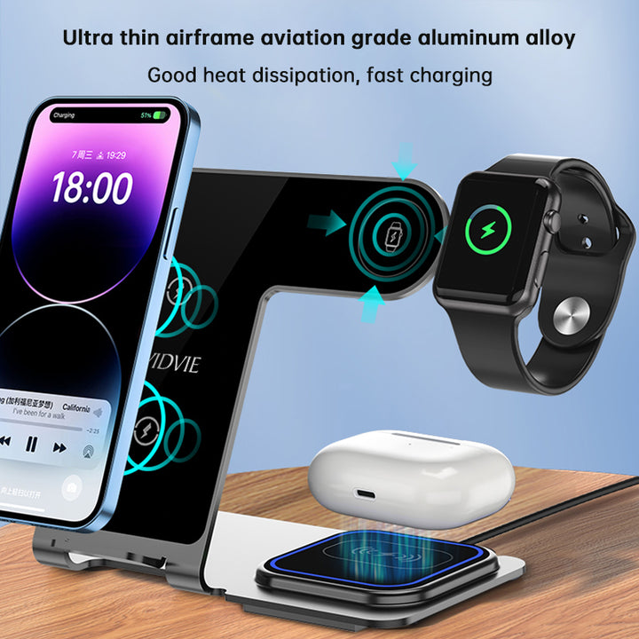 VIDVIE 3 in 1 Wireless Charging Station 15W - iCase Stores