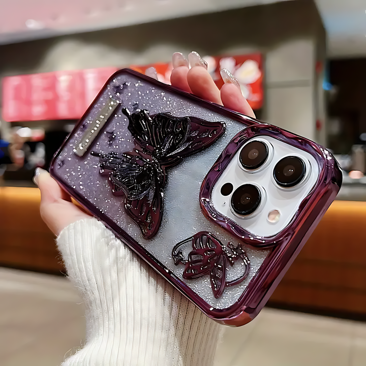 Three-dimensional Butterfly Glitter Case - iCase Stores