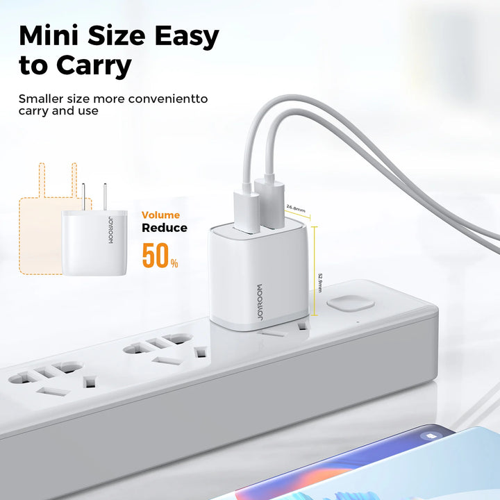 Joyroom Dual Ports Mini Fast Charger 2.1A - iCase Stores