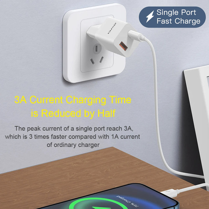 Awei Dual Port Fast Charging Wall Adapter Quick Charge PD 20W /  5A - iCase Stores