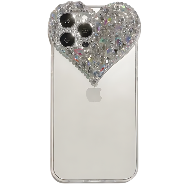 Diamond Glitter 3D Heart Camera Lens Transparent Soft Case