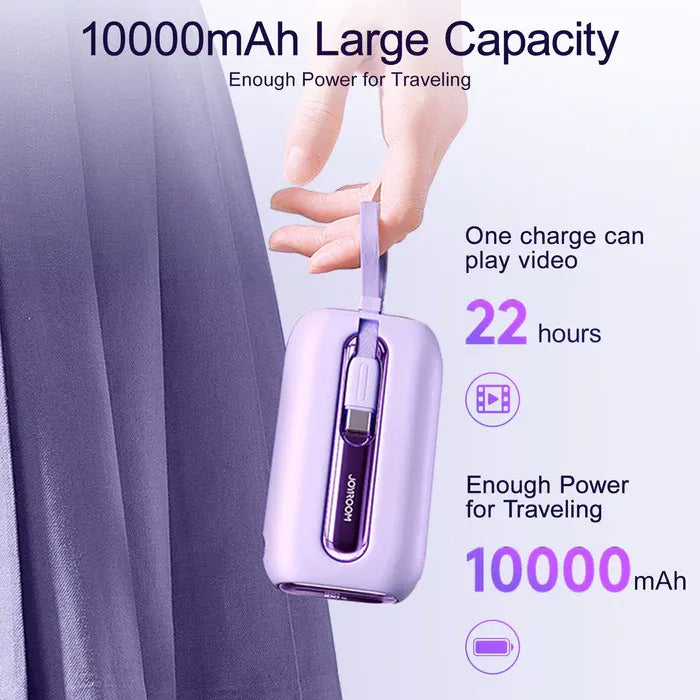 Joyroom Power Bank with 2 Built-in Lightning & Type-C Cables 22.5W 10000mAh - iCase Stores