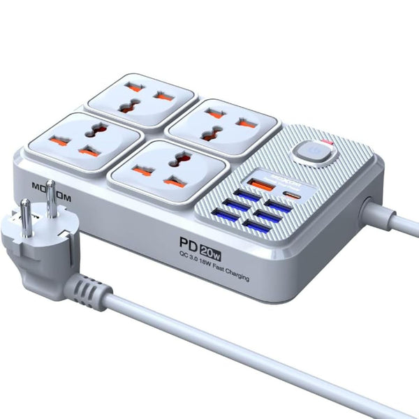 Moxom 12 in 1 Power Strip With 4 Socket, 7 USB, 1 Type-C PD With One Key Master Control