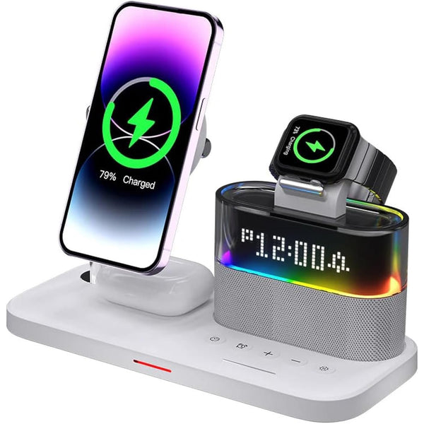 5 in 1 Multifunctional Wireless Charger Bedside Clock Lamp 15W