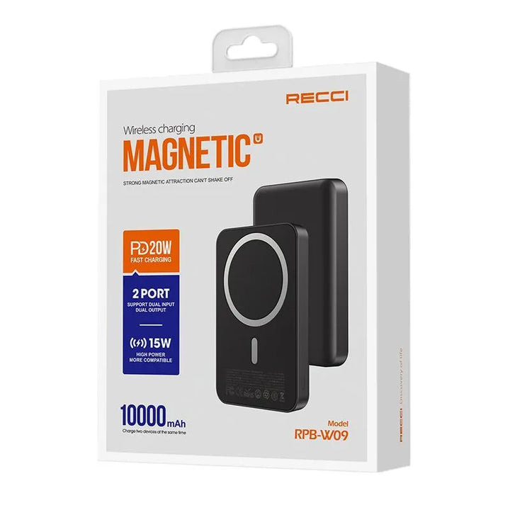 Recci Magnetic Wireless Charging Power Bank Dual Port 10000mAh - iCase Stores