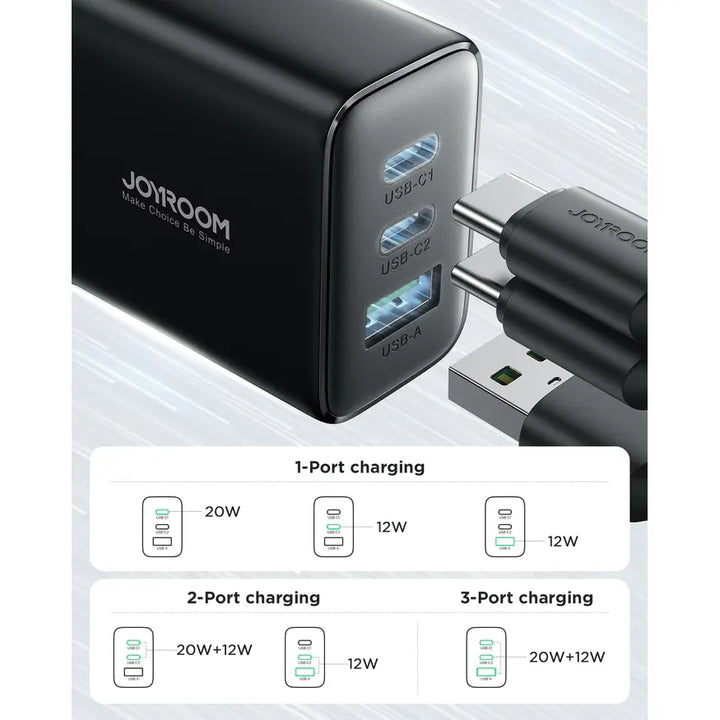 Joyroom Mini Intelligent 3-Port (2PD+QC) Fast Charger 32W - iCase Stores