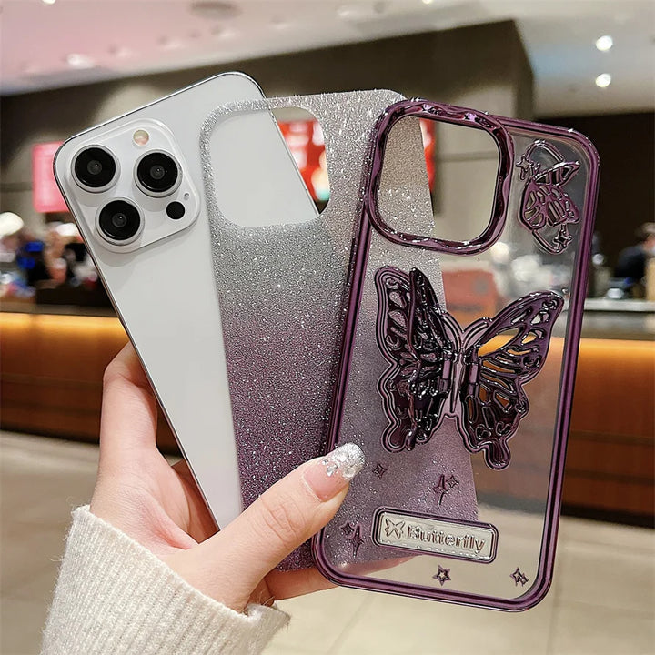 Three-dimensional Butterfly Glitter Case - iCase Stores