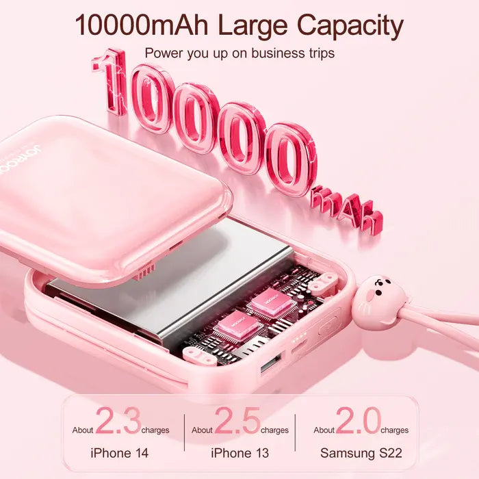 Joyroom Cutie Series Power Bank With Kickstand Built-In Lightning & Type-C Dual Cable 22.5W /  10000mAh - iCase Stores