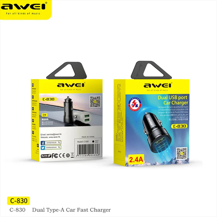 Awei Dual USB Port Car Charger 2.4A - iCase Stores