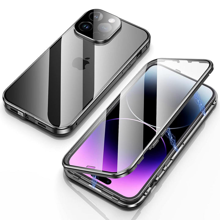 Full Body 360 Double-Sided Tempered Glass Case with Aluminum Frame & Strong Magnetic Cover Lock & Lens Protector - iCase Stores