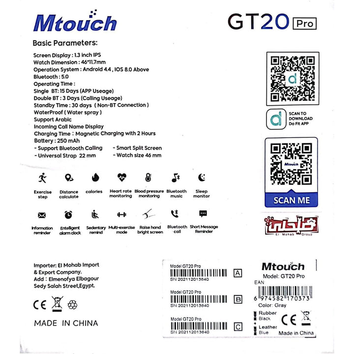 Mtouch Smart Watch GT20 Pro For Android/IOS - iCase Stores