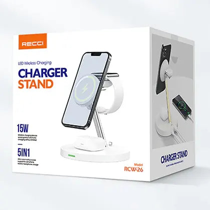 Recci 5 In 1 Wireless Charger Stand 15W - iCase Stores